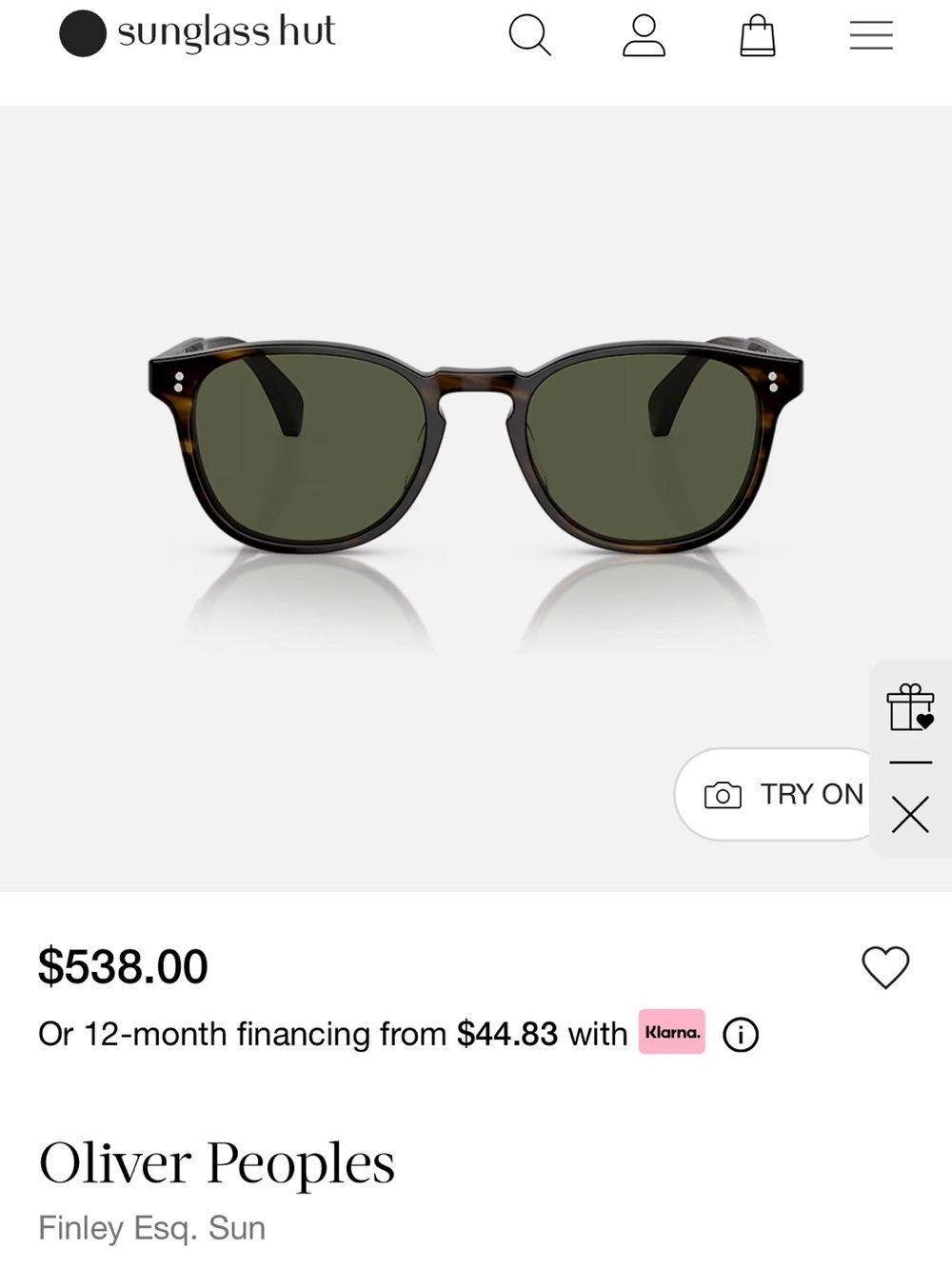 Oliver Peoples Sunglasses — Tortoise Frame with Green Lenses